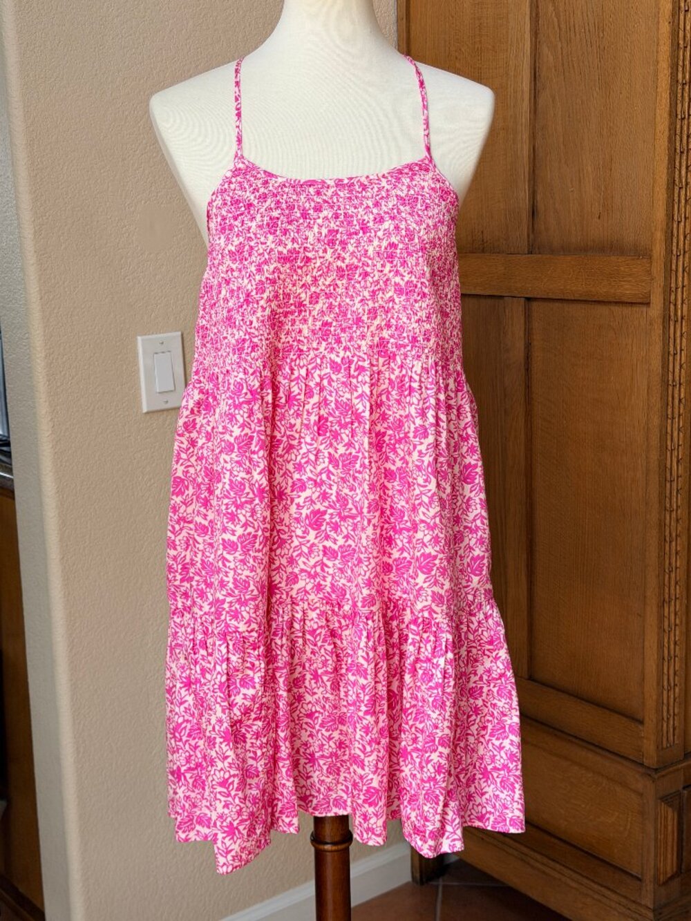 Gap Pink Sleeveless Smocked Mini Sun Dress Small